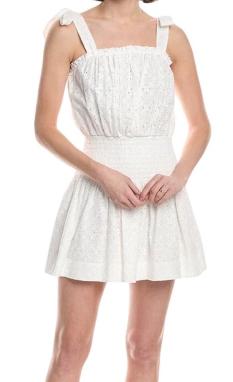 Ramy Brook Laurel Smocked cotton minidress dress white size Large L